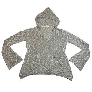 Roxy Scoop Neck Open Knit Pullover Hoodie Sweater Size XL Beach Coastal Surfer